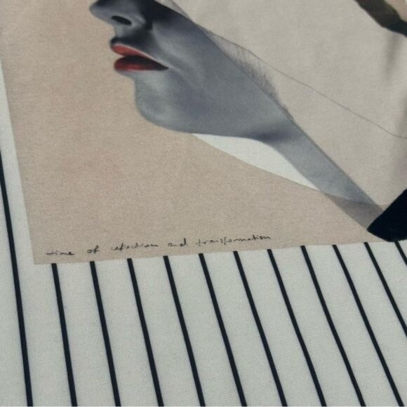 Zara Striped High Fashion Woman With Hat Abstract Sleeveless Blouse Top Artsy S - Picture 5 of 8